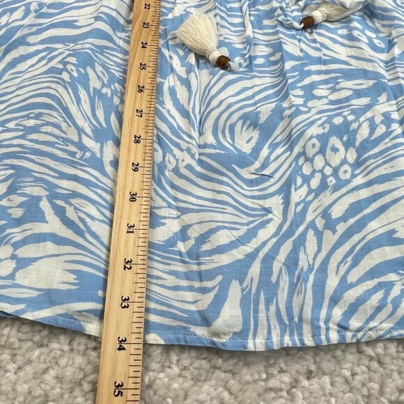 Maaji Helena Blue White Animal Print Tassel Tie Flowy Dress - Picture 12 of 13